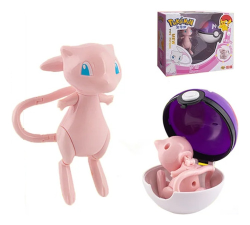 Boneco Pokemon Com Pokebola Mew Brinquedo Dobrável Coleção