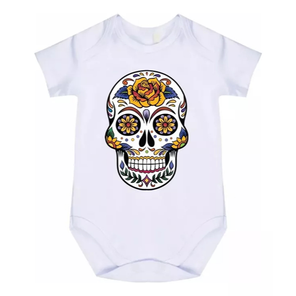 Roupa De Bebê Body Personalizado Caveira Mexicana Cód-1025