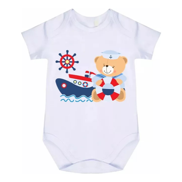 Roupa De Bebê Body Personalizado Urso Marinheiro N1465