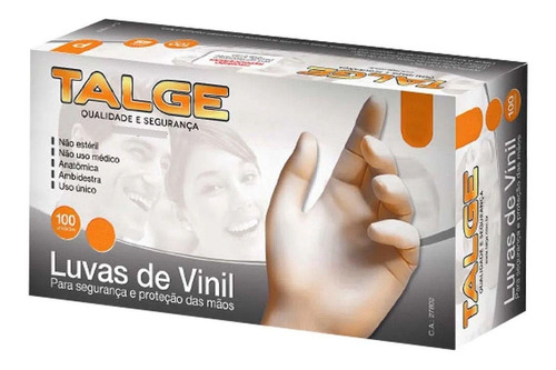 Luva De Vinil M Sem Pó Talge Com 100 Un