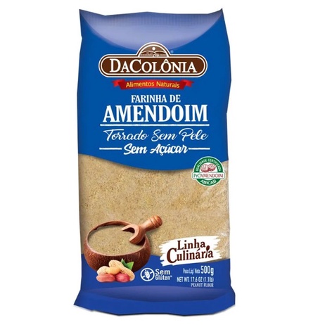 Farinha De Amendoim Torrado Sem Pele E Sem Açúcar 500g - Dacolônia