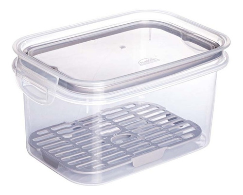 Pote Hermético 1,2l Porta Frios C Escorredor Cinza Plasútil Cor Cinza