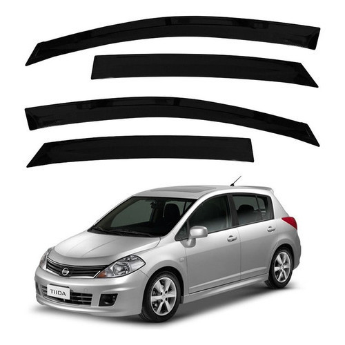 Calha De Chuva Acrilica Fumê Tiida Hatch Todos 4 Portas