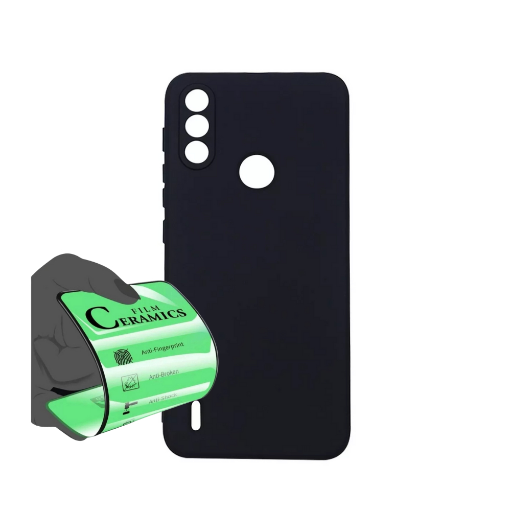 Capa Capinha Anti Shock Aveludada + 2x Película Para Motorola Moto E7 Power