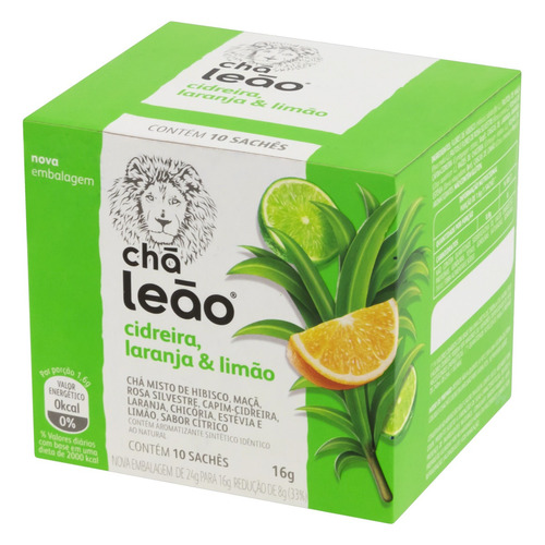 Detalhes do Chá Cidreira Laranja Limão Leão 10Sachês