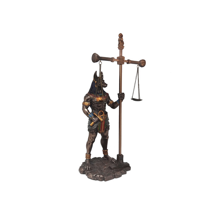 Imagem Anúbis Com Balança Justiça Egito Em Resina Proteção Espiritual Decorativa