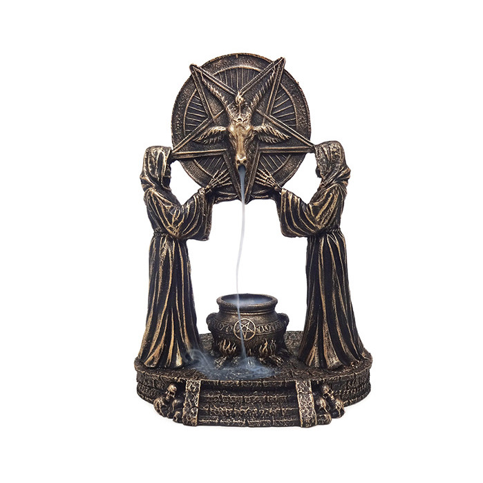 Incensário Cascata Baphomet + 5 Incensos Mistério Magia Ritual Proteção Energia Amuleto Esotérico Meditação
