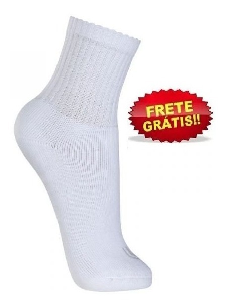 Kit 60 Pares Meia Masculina Esportiva Branca Algodão Atacado