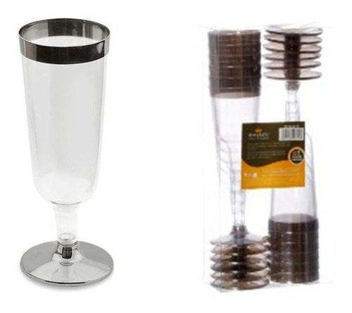 Taça De Acrílico Para Champagne De 150ml Silver Plastic C12