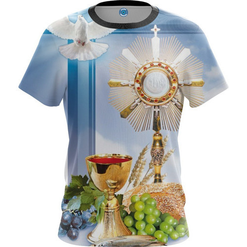 Camiseta Tecido Agradável Primeira Eucaristia Santa Ceia 9