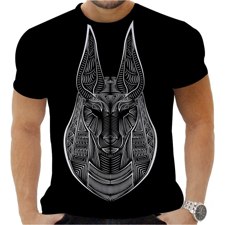 Camiseta Camisa Personalizada Deus Egípcio Egito Anúbis HTPX