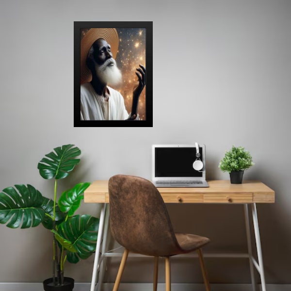 Quadro Decorativo Pai Benedito - Moldura Preta