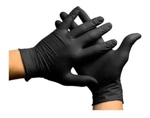 100 Luva Procedimento Nitrílica Preta Black Cabeleireiro