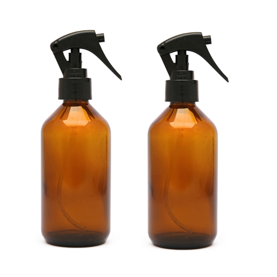 Frasco De Vidro Âmbar 250ml C/ Mini Gatilho (100 Unidades) SPRAY PULVERIZADOR