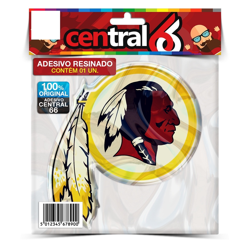 Adesivo Emborrachado Time Washington Indio Redskins Automotivo Resinado