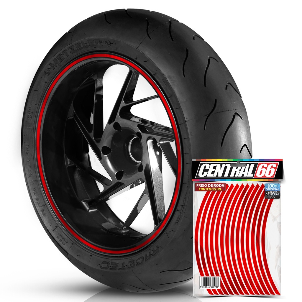 Adesivo Friso M1 Vermelho Roda Refletivo Aro 13 ao 22 Friso Resistente Para Moto e Carro