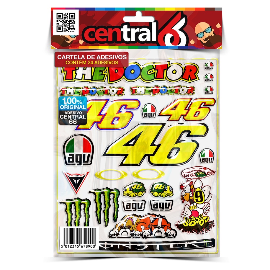 Cartela Adesivos VR MotoGP Adly Atv Resinadoso Moto GP Alto Relevo Emborrachado