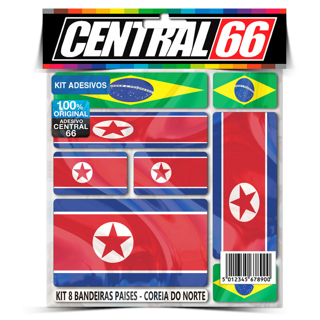 Kit 8 Bandeiras Países Envernizados Coreia Do Norte Emblema em Adesivo de Alta Qualidade