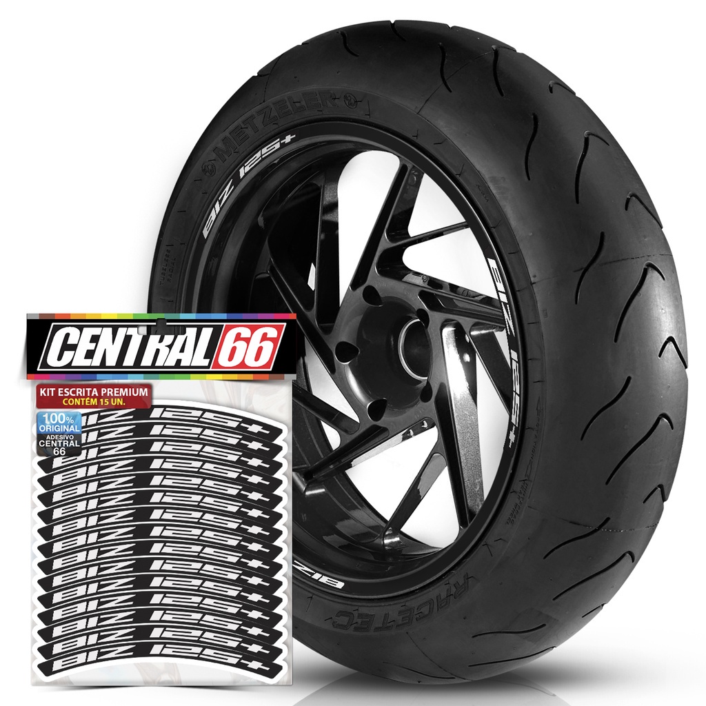 Kit de Adesivos Palavra Premium BIZ 125+ Roda Refletivo Aro 13 ao 21 Kit Completo Resistente Automotivo