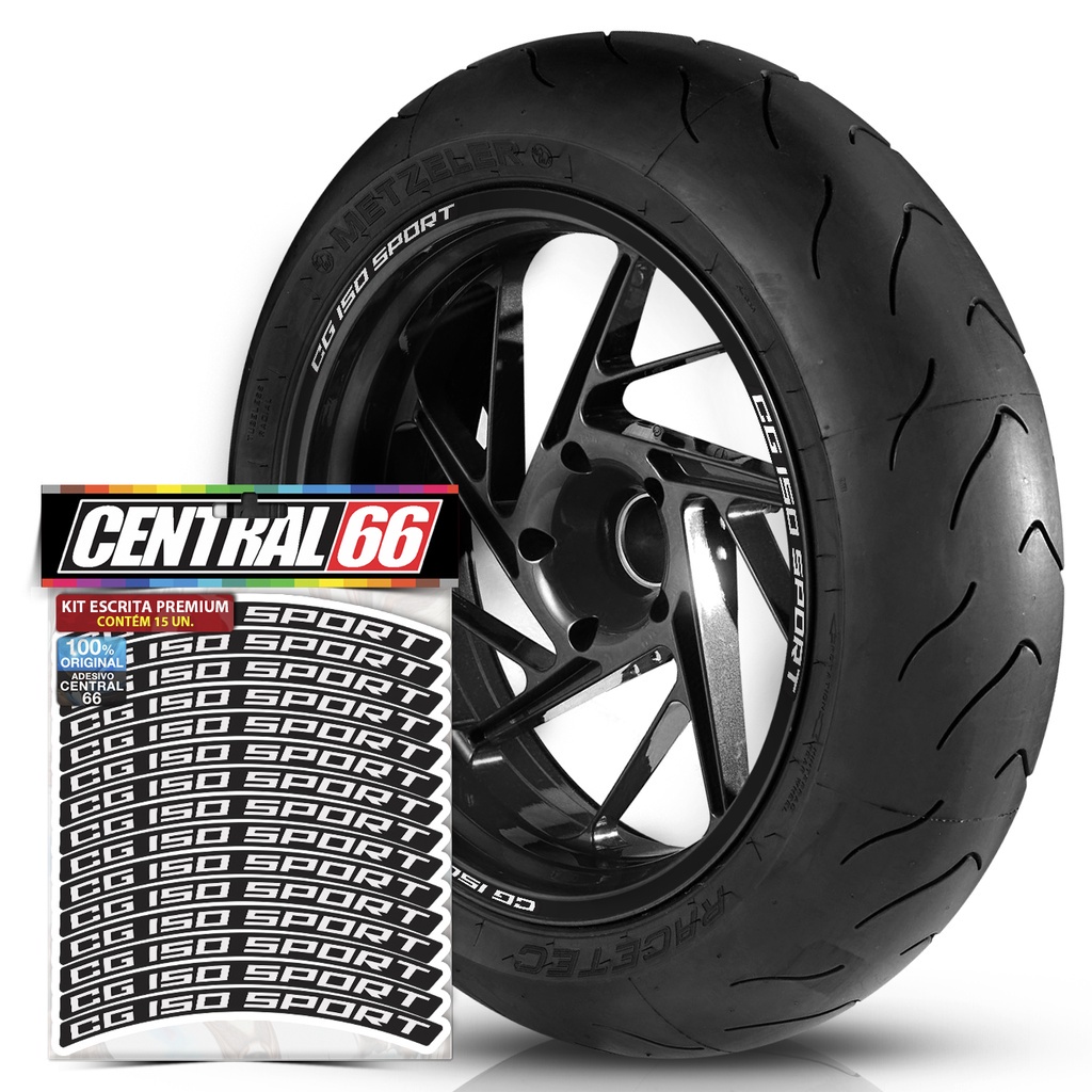 Kit de Adesivos Palavra Premium CG 150 SPORT Roda Refletivo Aro 13 ao 21 Kit Completo Resistente Automotivo
