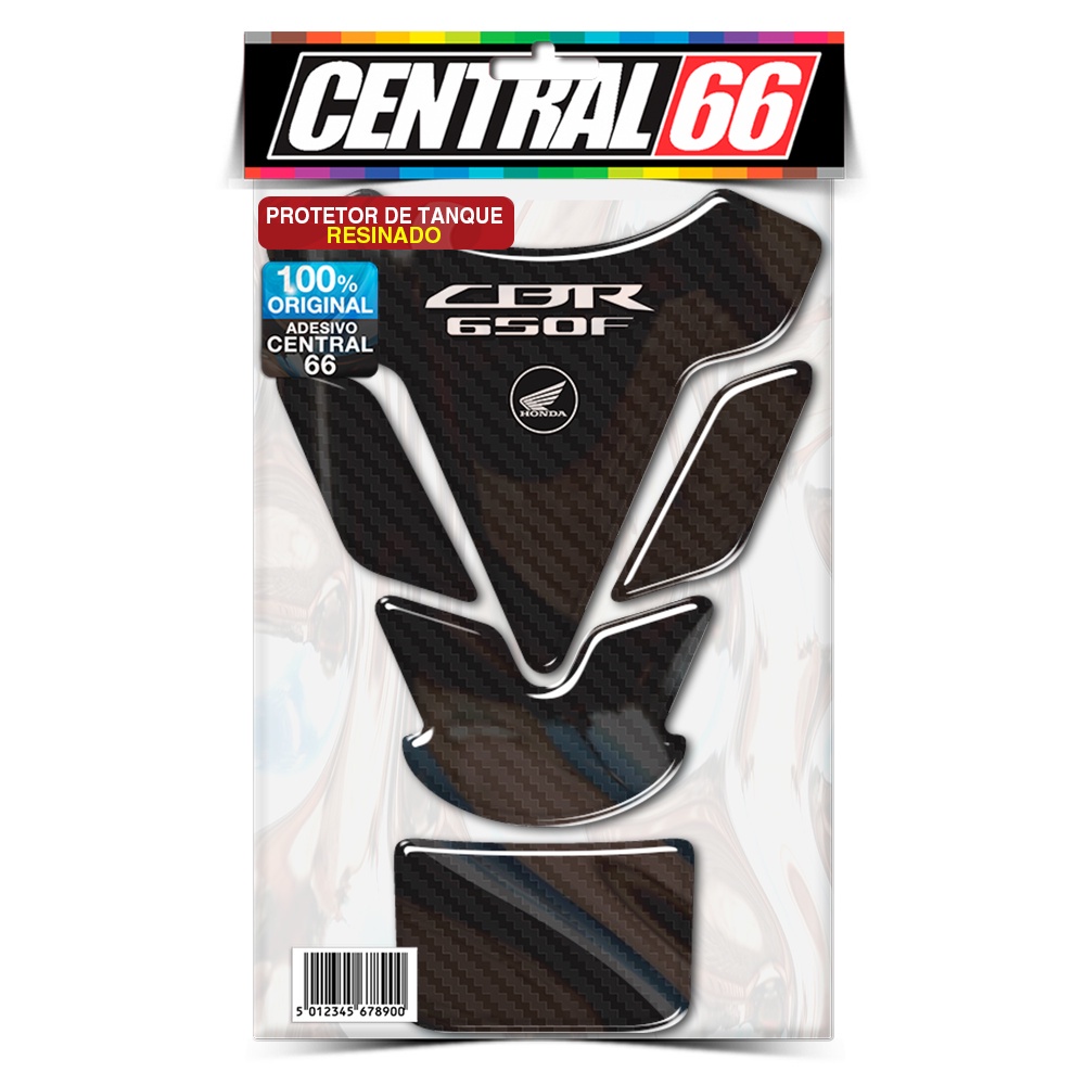 Tankpad Adesivo Resinado Moto Honda CBR 650F Carbono Preto total Protetor de Tanque Alto Relevo Automotivo