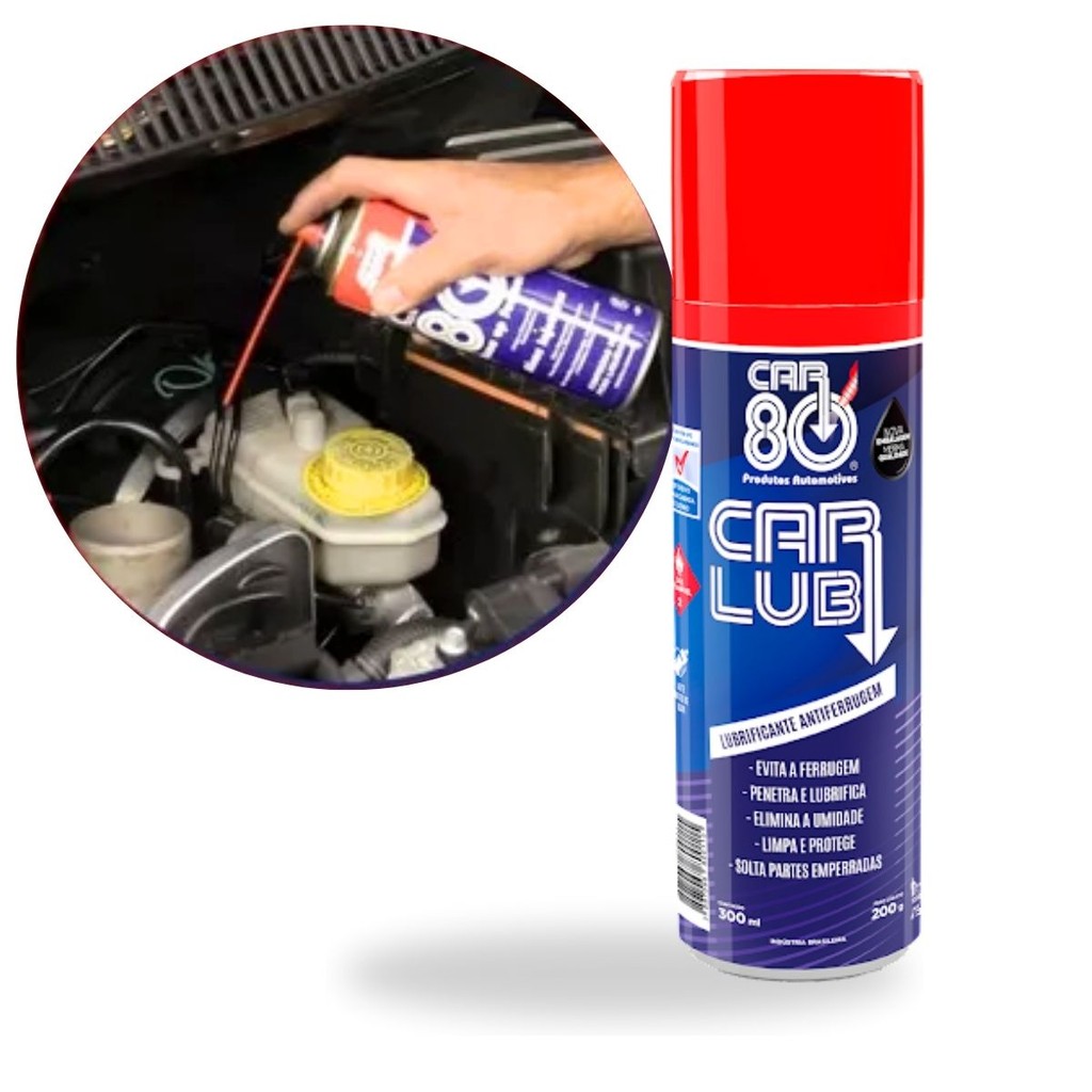 Car80 Desengripante Oléo Lubrificante Spray 300ml Anti Ferrugem Elimina Umidade em Oferta na Shopee