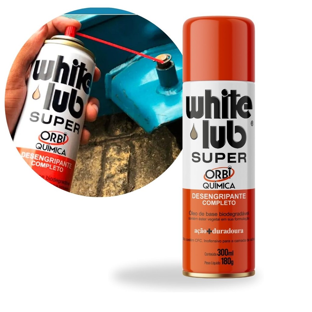 WhiteLub Desengripante Spray 300ml Lubrificante Desengraxante Orbi Química em Oferta na Shopee