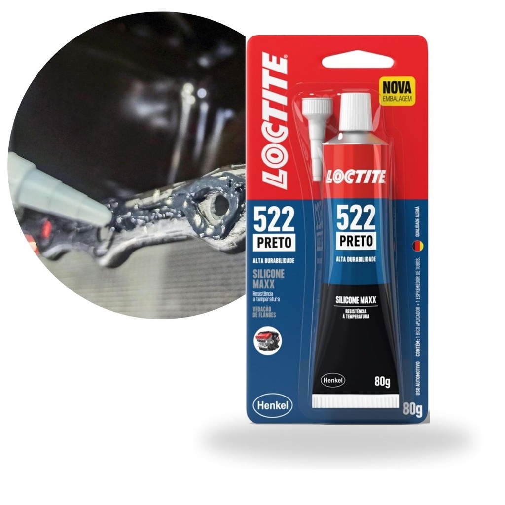 Selante Vedação Motor Cola Silicone Preto 300º 80g 522Maxx Original Loctite em Oferta na Shopee