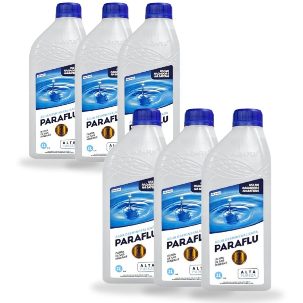 Kit Atacado 6 Àgua Desmineralizada Radiador Bateria Arrefecimento 1 Litro Paraflu 103031 em Oferta na Shopee