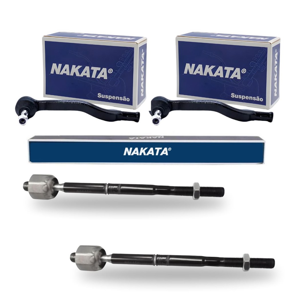 Kit 2 Ponteira Terminal Direção + 2 Barra Axial Logan Sandero 2007 até 2014 Original Nakata