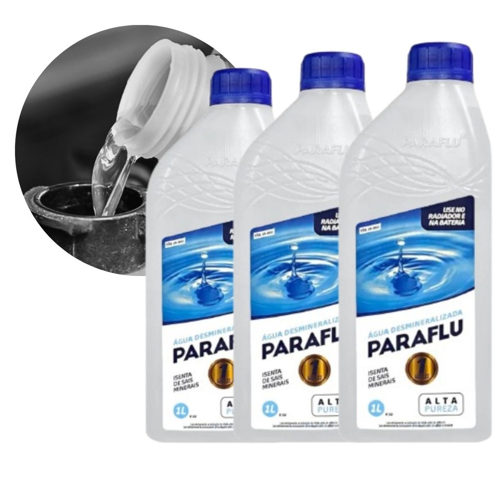 Kit Atacado 3 Àgua Desmineralizada Radiador Bateria Arrefecimento 1 Litro Paraflu 103031 em Oferta na Shopee