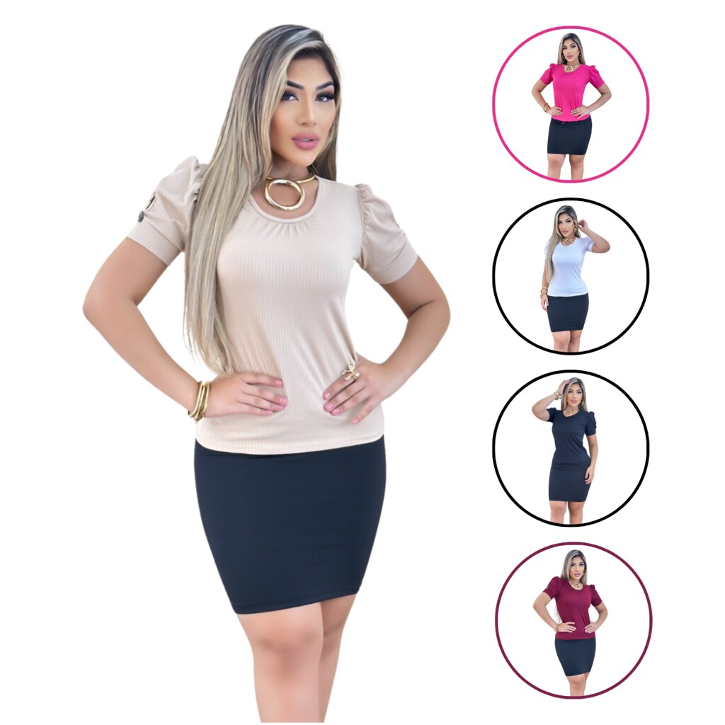 Kit 5 Blusas Femininas Caneladas Atacado Revenda Luxo Argola,Soberano Stores