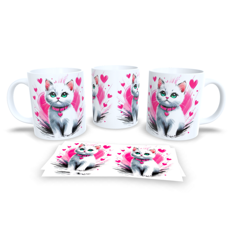 Caneca Cerâmica Personalizada Gato / Gatinho Branco - 785264 em Oferta na Shopee