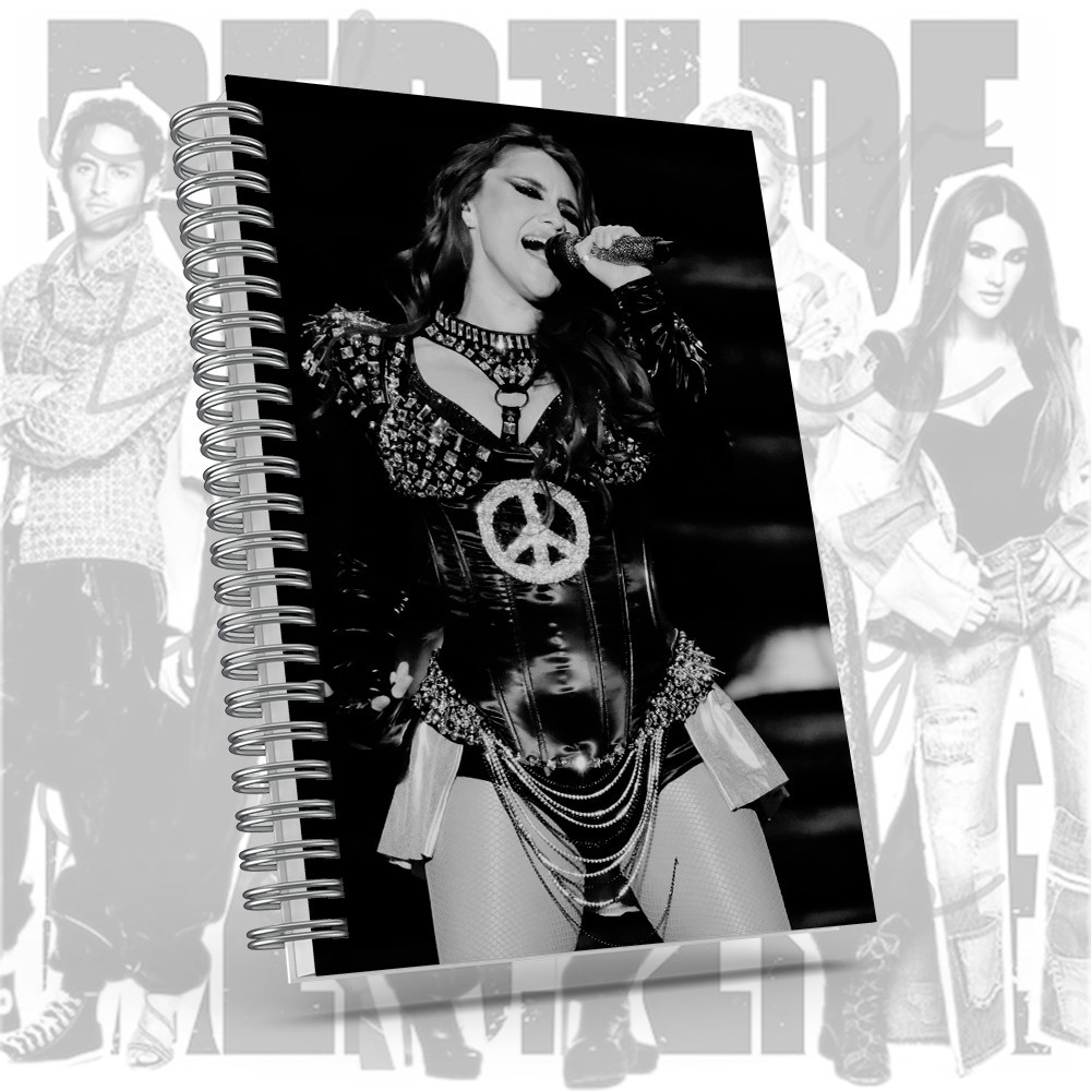 Caderno RBD Dulce Maria com brinde especial - Soy Rebelde Tour - Capa dura, tamanhos A5 ou A6.