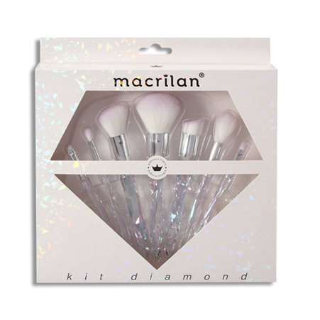 Kit de pinceis - pincel - ED003 Diamond com 7 pincéis profissionais para maquiagem Macrilan