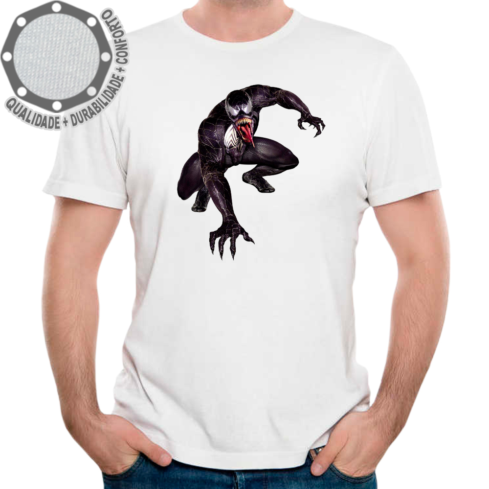 Camiseta Homem Aranha Venom Atack Camisa Personalizada Infantil Juvenil Adulto Baby Look Plus Size
