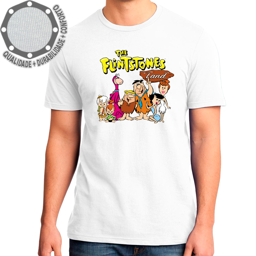 Camiseta Os Flintstones Land Personagens Camisa Personalizada Infantil Juvenil Adulto Baby Look Plus Size
