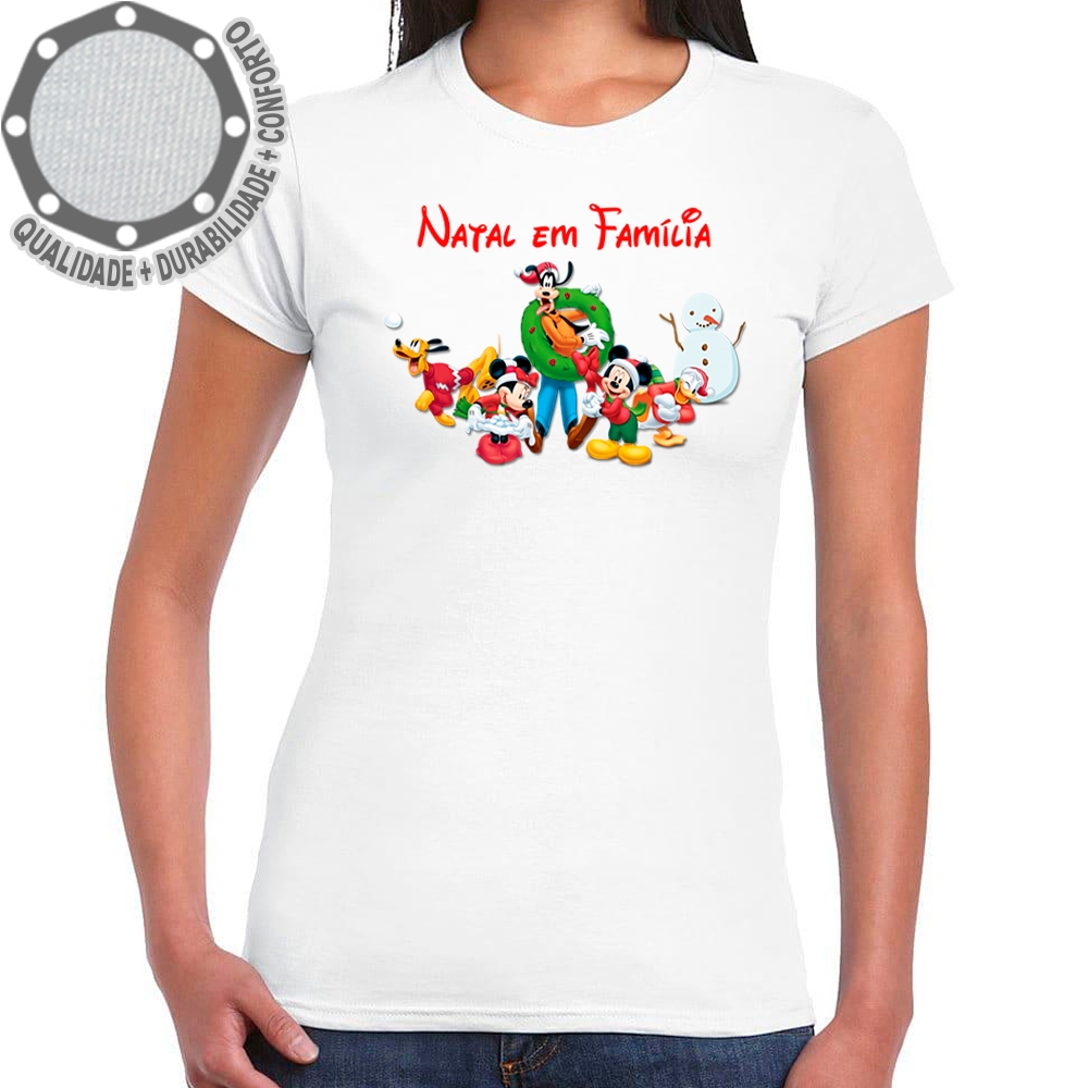 Camiseta Natal em Família Mickey Camisa Personalizada Infantil Juvenil Adulto Baby Look Plus Size