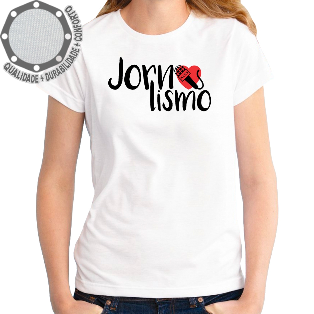 Camiseta Jornalismo Microfone Camisa Personalizada Infantil Juvenil Adulto Baby Look Plus Size