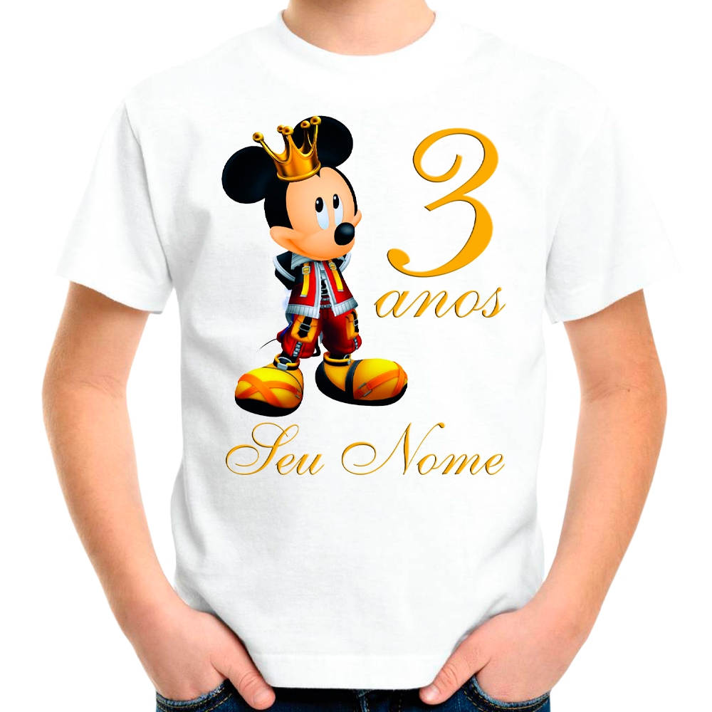 Camiseta Mickey Mouse Príncipe Camisa Personalizada Infantil Juvenil Adulto Baby Look Plus Size