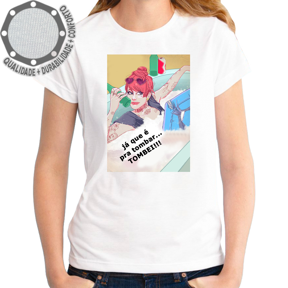 Camiseta Carnaval Já Que É Pra Tombar Tombei Girl Camisa Personalizada Festa Evento Adulto