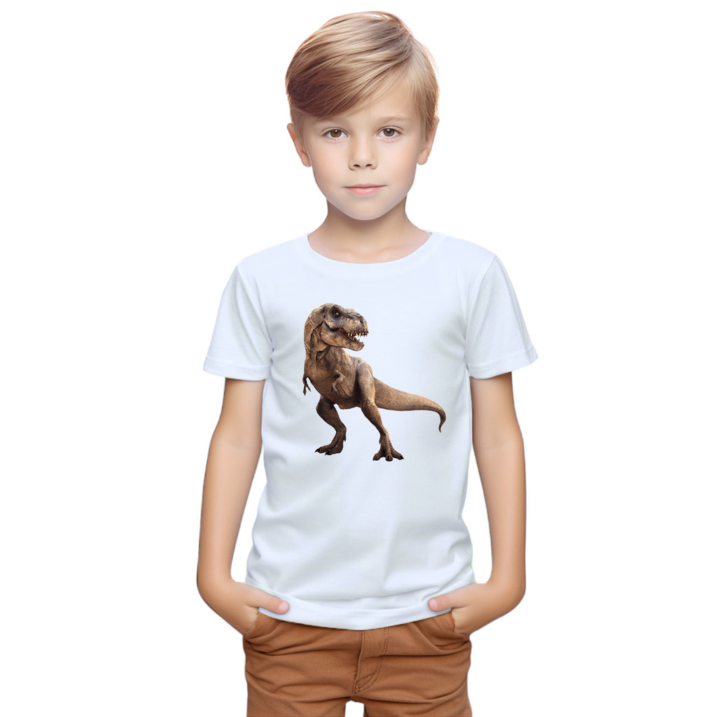 Camiseta Dinossauro Tiranossauro Rex Camisa Personalizada Blusa Infantil e Juvenil