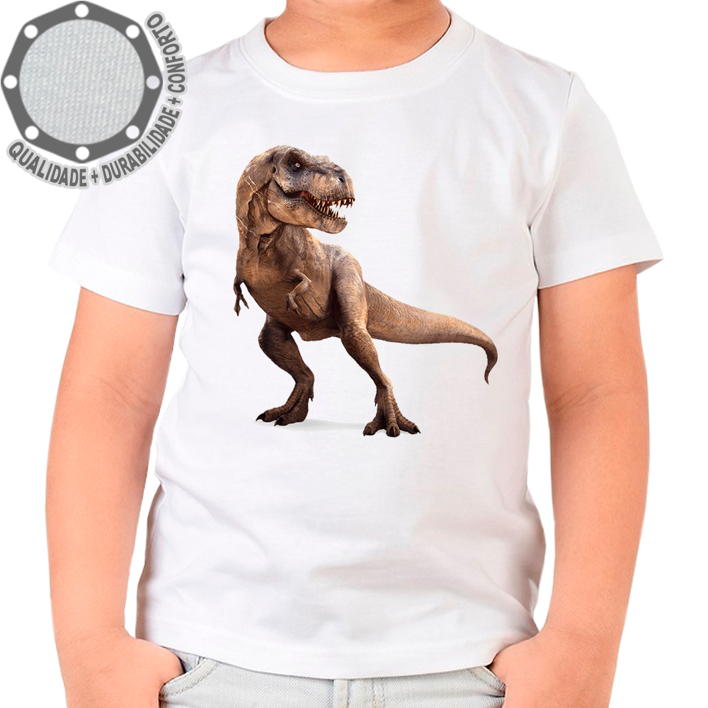 Camiseta Dinossauro Tiranossauro Rex Camisa Personalizada Festa Evento Infantil Juvenil Adulto