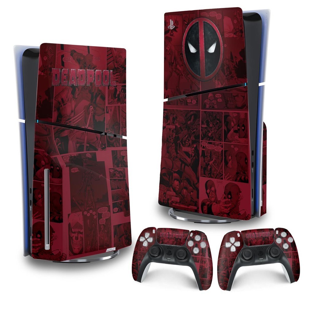 Skin PS5 Slim Adesivo Vertical - Deadpool Comics