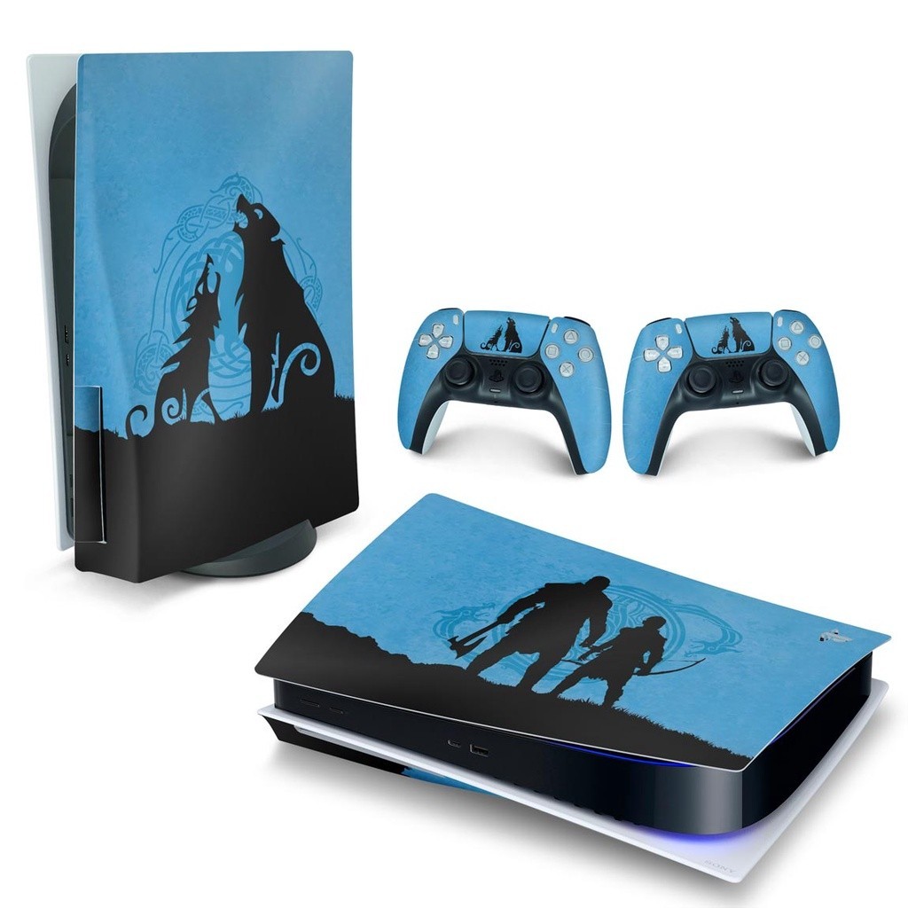 Skin PS5 Fat Playstation 5 Adesivo Horizontal - God of War Ragnarok Edition