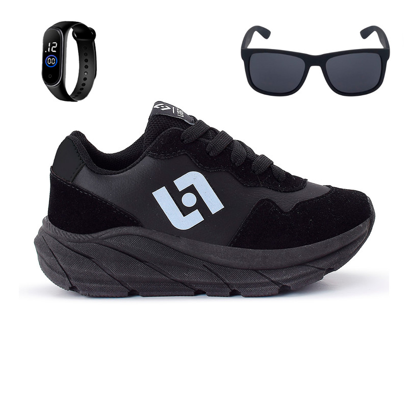 Tenis Infantil Meninos Jogger Escolar Casual Camurça + Oculos Relogio em Oferta na Shopee