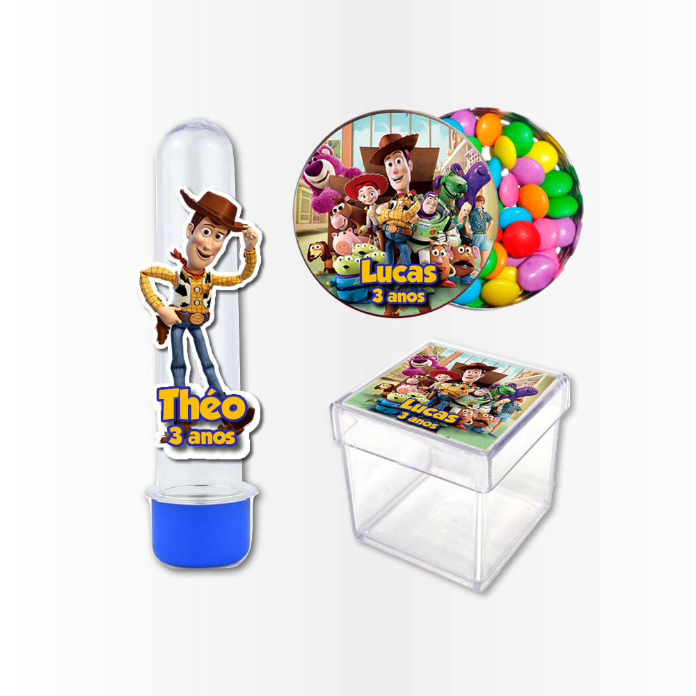 Kit Festa 60 Rótulos Adesivos e apliques Aplique Tag Topper  Kit Festa Infantil 3d Tubete  Toy Story 2