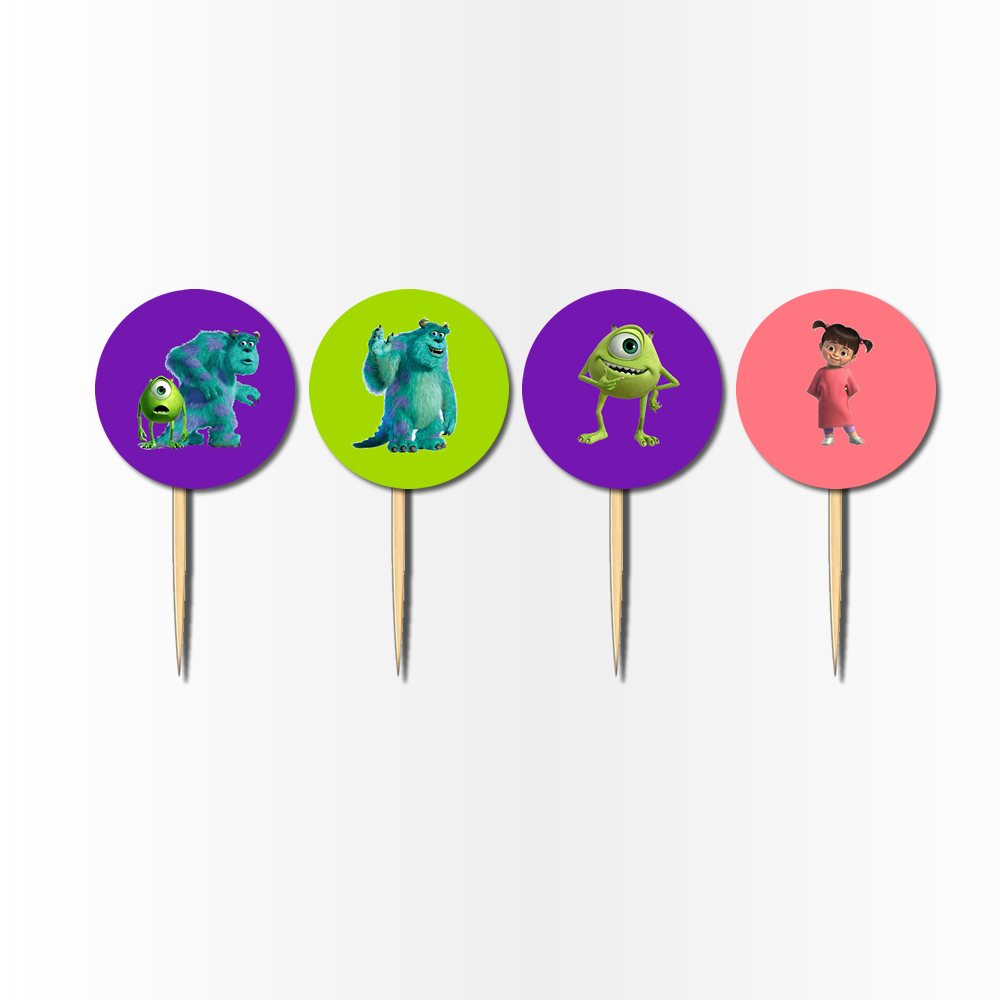 20 Topper para cupcake e doces Aplique Tag TopperPersonalizados Monstros SA em Oferta na Shopee