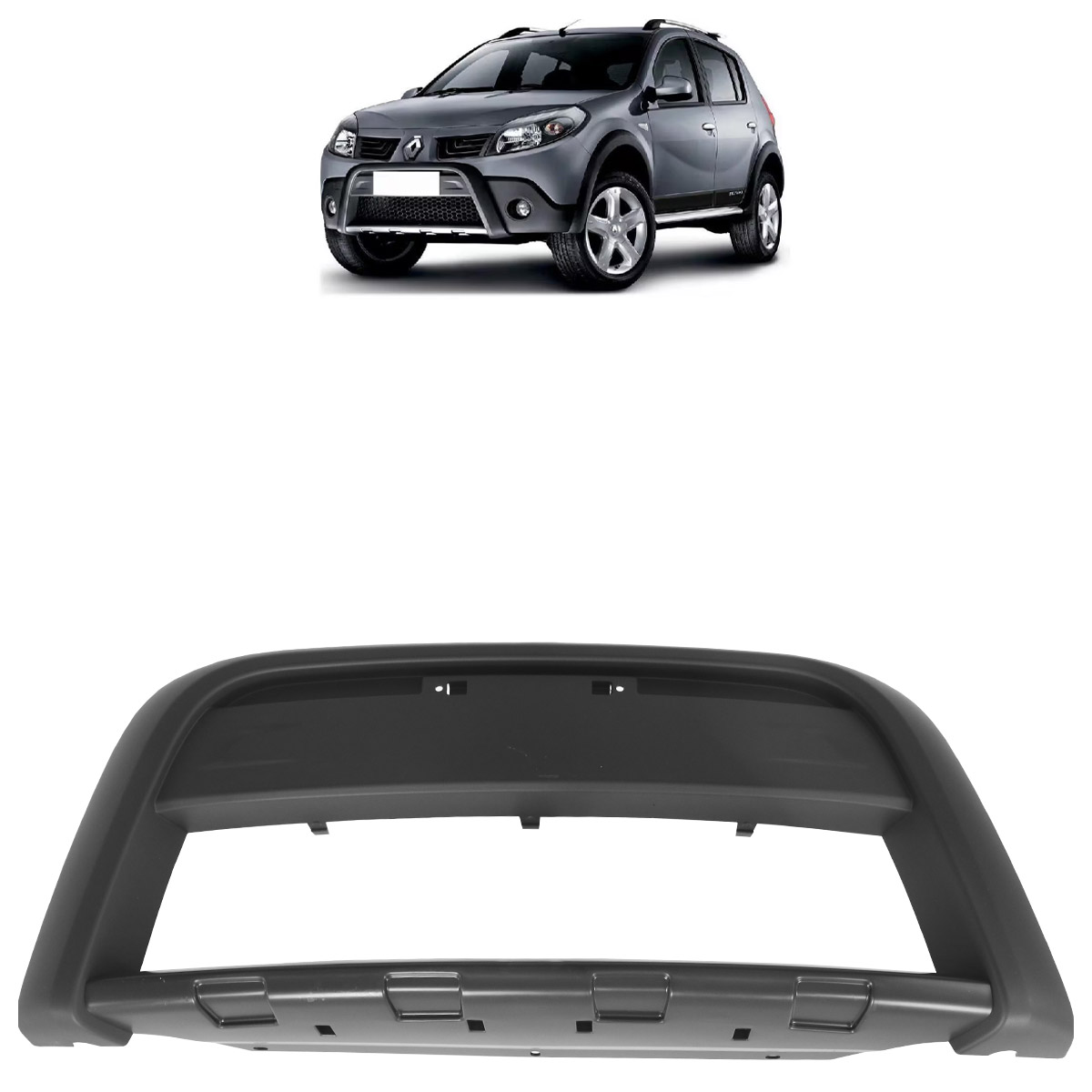 Moldura Sandero Stepway 2009 2010 2011 Parachoque Dianteiro Preto Texturizado