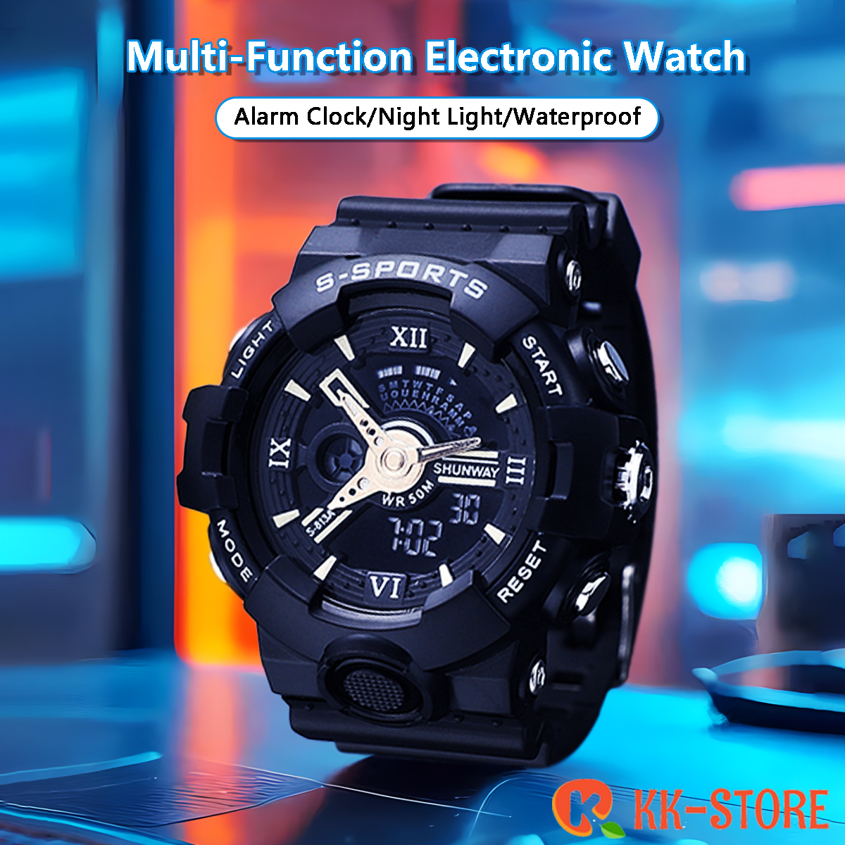 Relógio Digital Masculino Esportivo Resistente à Prova d'Água 50M Visor Noturno Cronômetro Alarme Bateria 2 Anos em Oferta na Shopee